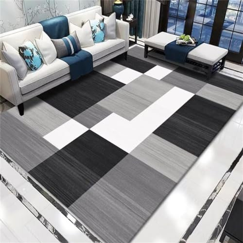 RUGMRZ Gamer Teppich Jungen 70x140CM Wohnzimmers Teppichs waschbar in Waschmaschine grau Moderner schmutzabweisender mit geometrischem Muster für das Wohnzimmer vorraum
