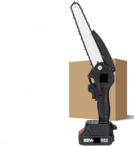 Mini motosierra, Sierra de cadena eléctrica 88VF sin escobillas de 8 pulgadas, Mini motosierra, cortador de madera recargable, herramienta eléctrica de poda de jardín for batería de 18V para ramas de