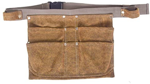 Tool Belt Pouch Nail Pocket Apron Heavy Duty Canvas Adjustable Waist Bag for DIY Electrician Carpenter Brown Tool Belt Pouch