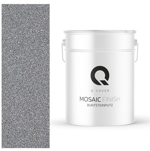 Q-COVER Intonaco mosaico 12,5 Kg Argento M11 | per interni ed esterni | pronto all’uso per facciate e zoccolature | resistente e decorativo