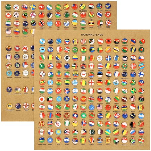Didiseaon National Flag Thumb Tacks 291 pcs Map Push Pins Country Flag Pins for Bulletin Board Office Calendar Notes Travel Map Pin Board
