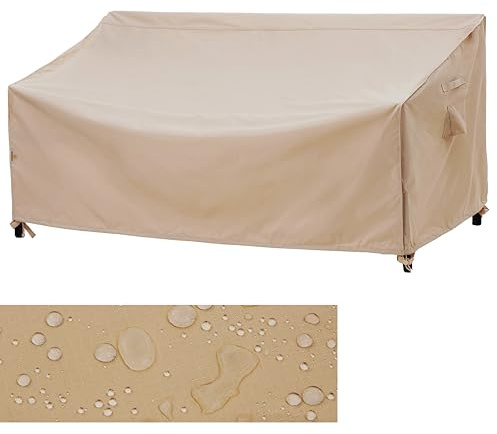 F&J Outdoors Copridivano Giardino 2 Posti 147x89x64/89cm Beige Impermeabile | Beige ad alta densità per divano 2 posti; protegge da pioggia, raggi UV, polvere, foglie e intemperie su terrazza