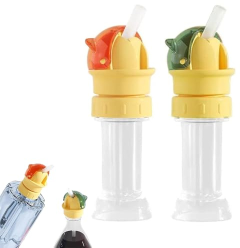 Reusable Children Beverage Water Bottle Straw Lid, No Spill Water Bottle Straw Cap Portable Bottle Twist Cover Cap with Straw for Most Mineral Water Bottles Cap Spout Adapter (2pcs Mix)