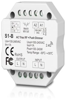 【Multifunktionaler TRIAC-Lampen-Dimmer】Passen Sie die Helligkeit an und schaffen Sie angenehme Umgebungen.Ideal für LED, Glühlampen und Halogenlampen, verbessern Sie Ihr Beleuchtungserlebnis.