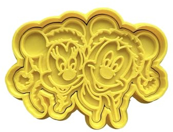 The Cookie Cutter Hub Cortador de galletas con diseño de personajes de Mickey y Minnie Mouse de Navidad y relieve a juego para galletas, galletas, decoración de arcilla para hornear
