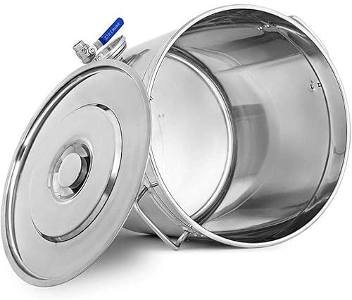 KUANGGE Robuster Suppentopf aus Edelstahl, 19–95 l, Gärkessel aus Edelstahl mit Deckel und Thermometer zum Bierbrauen, Ahornsirup-Kochgeschirr, 35 x 35 cm