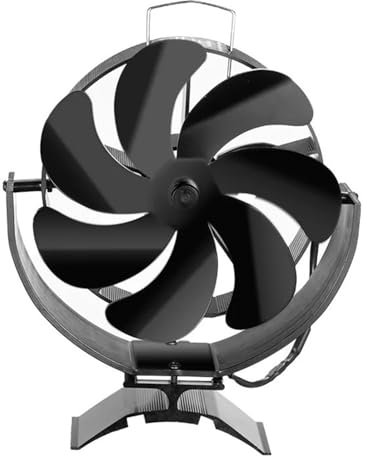 Stove Fan, 7 Blades Fireplace Fan 3 in 1 Flat/Hang 360° Rotation Log Wood Burner Eco Efficient Home Heat Distribution Quiet Stove Fan