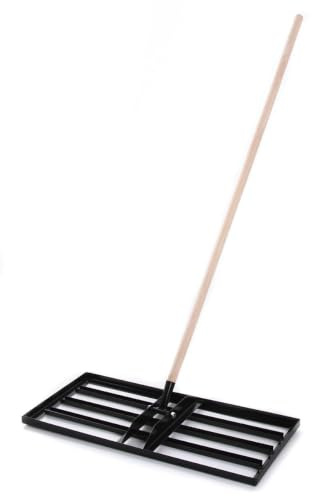 BirnePower Flächenebner Rasenrechen mit Stiel 150cm Rakel Stahl Rasen Rakel Levelingrake Rasen-Nivellierung Rasennivellierwerkzeug Rasenschieber 75 x 35 cm schwarz