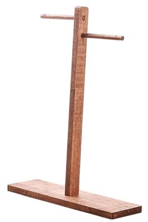 Harilla Headphone Stand for Desk Wood Gaming Headset Stand Double Row Versatile Universal Desktop Heavy Duty Wooden Headphone Holder , Walnut Color