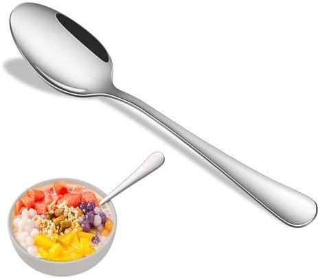 Set di cucchiai da cena, 8 cucchiai da minestra da 18,5 cm, cucchiaio da tavola in acciaio inossidabile di alta qualità, cucchiaio da tavola in metallo resistente, cucchiai per posate lavabili in