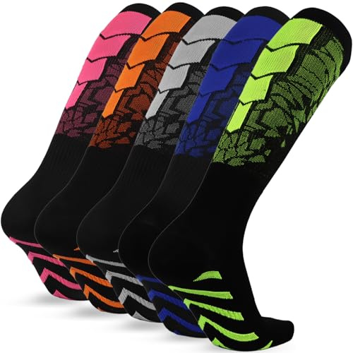 Alster Herz Sport Kompressionsstrümpfe Damen Herren, Kniestrümpfe Herren, Laufsocken Stützstrümpfe für Flug (DE/NL/SE/PL, Alphanumerisch, L, XL, Regular, Regular, 3 Paar Zufällige Farben - A0529)