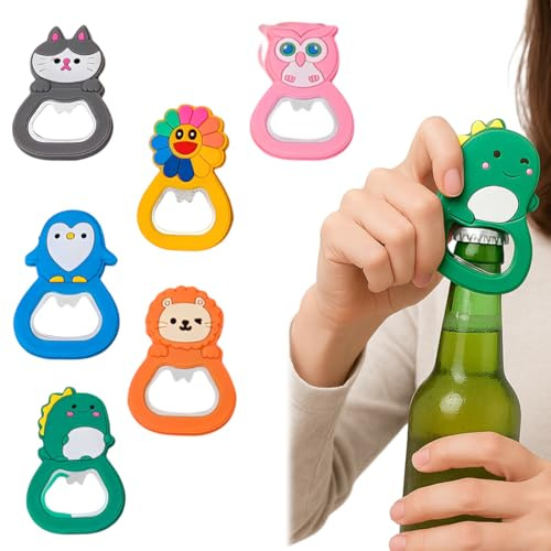 KUMSODE 6 Pezzi Apribottiglie Portachiavi, Mini Cavatappi, Portabottiglie Tascabile Per Chiave Birra Soda Bevanda, per Festa, Raduno, Matrimonio, Campeggio