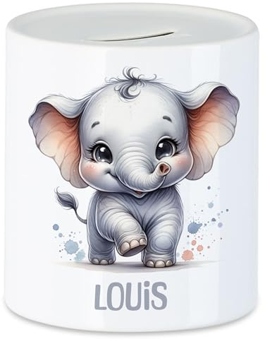 Spardose mit Hase für Kinder Namen Personalisiert | Personalisierte Spardose Wunschname Kinderspardose Hase-Motiv | Geschenk Mädchen Junge | Sparbüchse Weihnachten, Geburtstag, Geburt Taufe