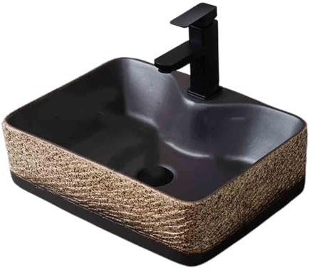 Huangj-0527 Vasque Lavabo sur Pied rectangulaire en céramique for Salle de Bain extérieure et intérieure, Style Vintage, avec Accessoires Lavabo À Poser