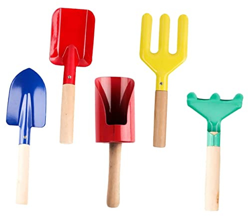 Toyvian 5 pièces Set de Râteaux Fourches et de Jardinage Ergonomiques pour Plantation et Désherbage Outils Robustes et pour Entretien de Fleurs et Bonsaïs
