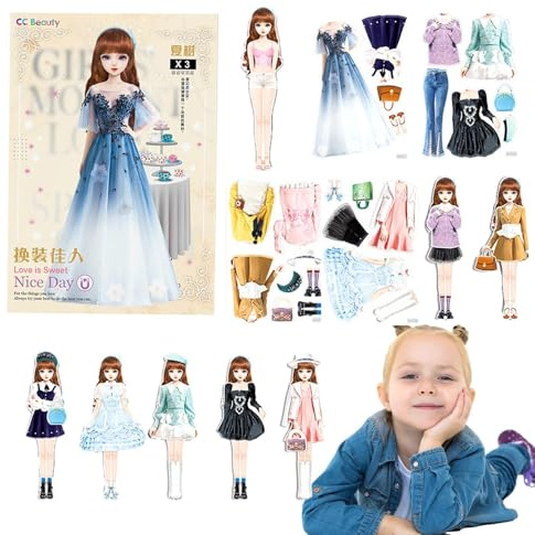 Anziehpuppen, magnetische Papierpuppen,Magnetische Prinzessinnen-Anziehpuppe aus Papier | Prinzessin-Anziehpuppe aus Papier, leicht zu greifen, Geschenk für Kinder, Mädchen im Alter von 4–7 Jahren