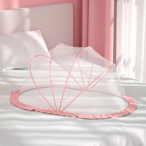 Moskitonetz für Reisebett, Moskitonetz für Babybett, Insektenschutz Mückennetz für Babybetten, Gitterbettabdeckung für Betten, Kinderbett, Stubenwagen oder und Laufstall (Rosa ohne Mückengaze-Ränder)