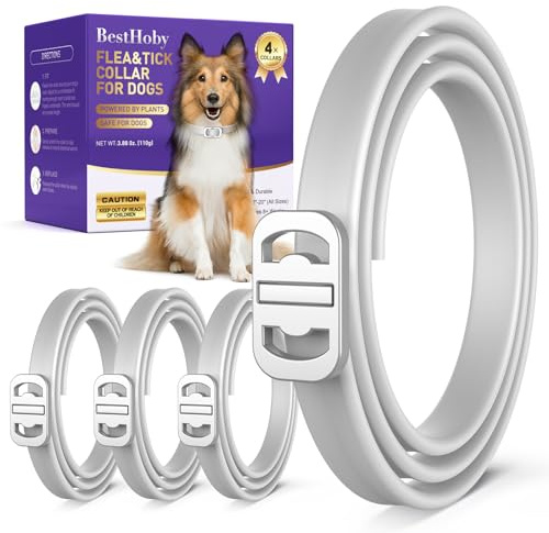 Flea and Tick Collar for Dogs 4 Packs,Dog Collars with Natural Essential Oils,Waterproof, Adjustable for Small Medium Large Dogs,Safe for Puppies (Gray)