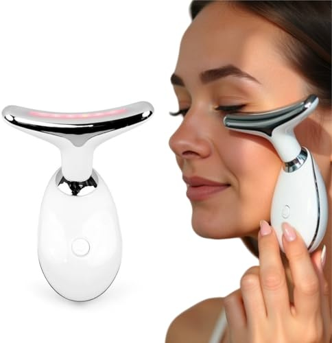 Skinova BEAUTY Lumi Beauty，Appareil de Massage Visage Anti-Rides Gua Sha à 3 Modes EMS, 7 Couleurs LED, Chauffage 45°C, Raffermissant et Liftant pour Double Menton