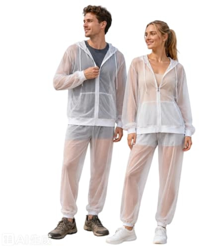 Dasongff Ensemble Anti-Moustiques avec Fermeture Éclair – Protection Contre les Insectes pour Hommes et Femmes – Veste & Pantalon – Protection Extérieure pour Voyage & Camping