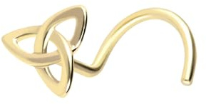 PIERCINGLINE Nasenpiercing 14/18 Karat Gold Nasenstecker Spirale TRISKELE 750er Gold Goldfarben | 18 Karat