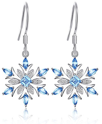 JewelryPalace Schneeflocke 1.4ct Echt Schweizer Blau Topas Ohränger Baumeln Ohrringe 925 Sterling Silber