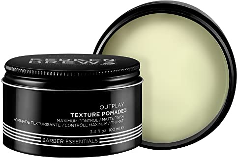 Redken Brews Texture Pomade For Men For All Hair Types - Maximum Strong Hold, Natural Matte and Low Shine Finish With No Crunch Styling and Sculpting
