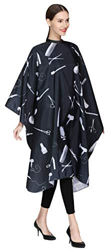 Cape de coiffeur professionnelle pour salon de coiffure avec fermeture à pression Noir