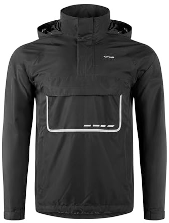 KUTOOK Waterproof Jackets Mens Hoodie Pullover Rain Coat Jacket for Men Women Poncho Windproof Womens Raincoat Outdoor Reflective Hooded Cycling Running Hiking Walking Tops Black XL
