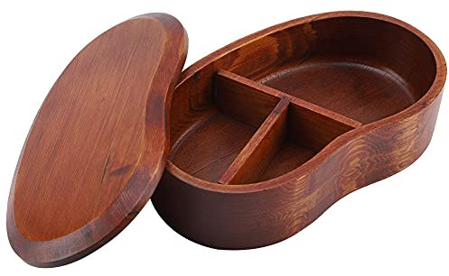 Raguso Caja de Madera Retro con Compartimentos para Alimentos Contenedor de Comida portátil para Aperitivos, Frutos Secos, Frutas, Sushi, Picnic(Hemlock Waist|18 * 10 * 5.5)