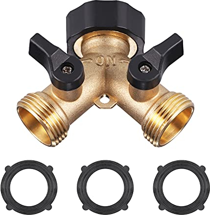 Zocipro 2 Wege Verteiler Wasser 3/4 Zoll, Y Wasseranschluss Verteiler Anschluss von 2 Geräten mit separatem Schalter für den Einsatz auf Waschmaschine, Küche, Garten, Rasen Wasserhähne