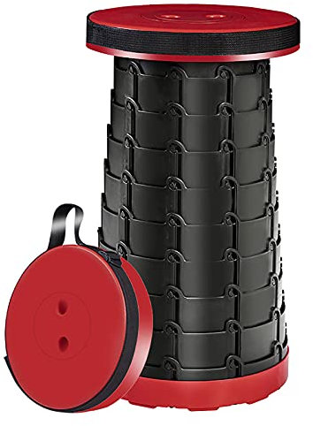 GKZJ Tragbarer Klapphocker,zusammenklappbar Hocker, höhenverstellbar Camping hocker,für Outdoor Camping Angeln Garten,Red