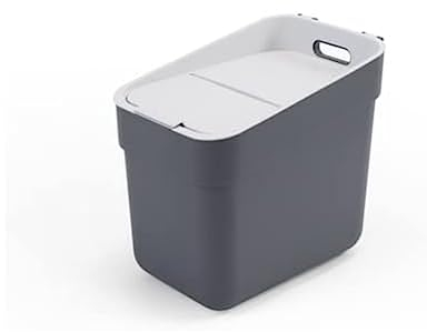 Curver Ready To Collect 20L Sorting Bin - Ideal Under Sink - With Wall Mount for Wall or Door - Kitchen, Bathroom, Laundry Room - 100% Recycled - Anthracite