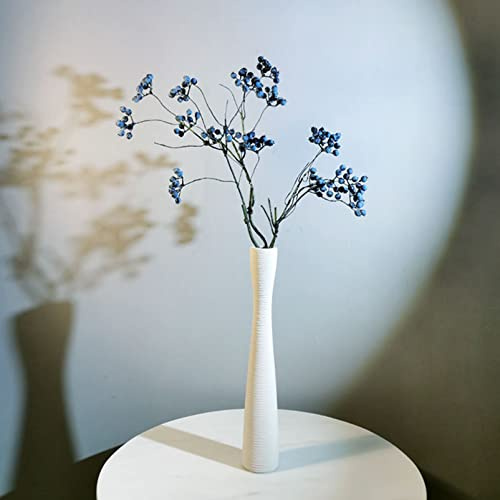 Cutfouwe Vase Weiß Matt für Pampasgras, Schmal 40 cm Hoch, Bodenvase Keramik, Trockenblumen Vasen, Blumenvase Dekozweige, Modern Deko Vase Skandinavisch für Home Office Dekoration