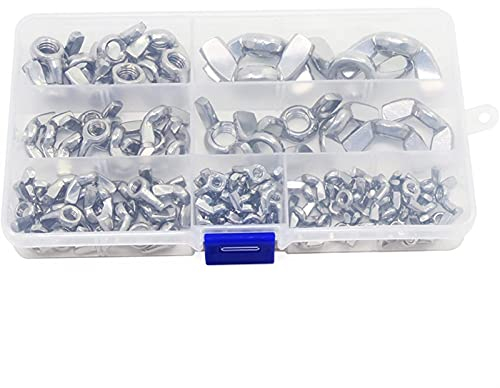 QSCTYG Flügelnüsse 100 Stück Flügelmuttern Edelstahl M3 M4 M5 M6 M8 M10 Schmetterlingsflügelmuttern-Sortiments-Kit für DIY. Werkzeuge (Color : Silver)