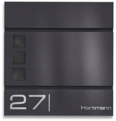 Metzler Briefkasten in Eisenglimmer DB703 Cube - Name & Hausnummer als Lasergravur - Design Wandbriefkasten inkl. Zeitungsfach - Briefkasten mit Fenster - Größe: 37 x 37 x 10,5 cm