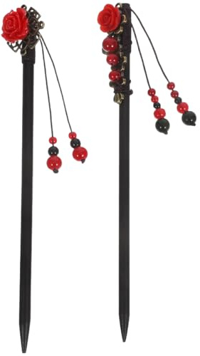 Lurrose Chinesische Haarnadel 2 Stück Vintage Haarschmuck Holz Stäbchen Für Haare Lang Haarspangen Klassischer Haarschmuck Für Traditionelle Frisuren