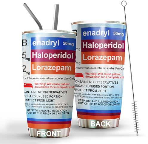 MEDROC Krankenschwester-Becher aus Edelstahl, 590 ml, Geschenk für Kollegen, Chef, Medizinische Krankenpflege, Studenten, Abschlussgeschenk, ICU ER Doctor RN CRNA Psychiater, Medikamentenbecher