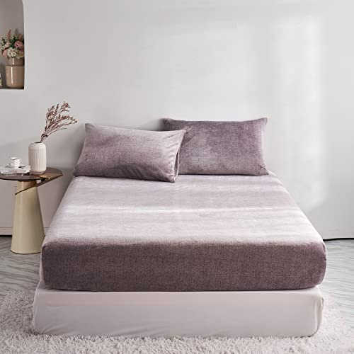 DXHOME Sábana bajera de forro polar, 120 x 200 cm, para cama con somier, de felpa de invierno, mullida, mullida, gris leche, sábana bajera ajustable para colchón de hasta 25-30 cm