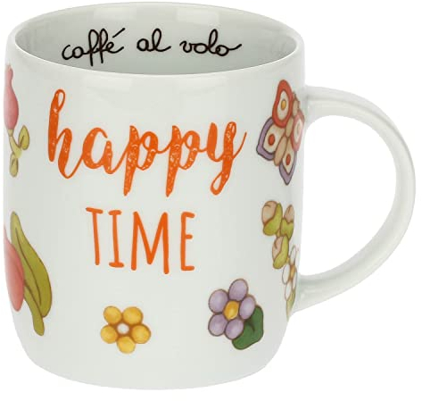 THUN, Mug in Porcellana Decorata a Mano con Motivi Floreali, Linea Happy Country, 300 ml; Mug Ø 8.5, 10.5 cm h