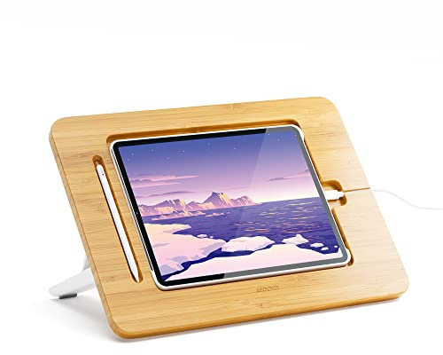 AFOOYO Tablet-Zeichenständer aus Holz, Verstellbarer 5-Winkel-Laptop-Ständer, kompatibel mit 12,9/13 Zoll iPad Pro (3. - 7. Generation)