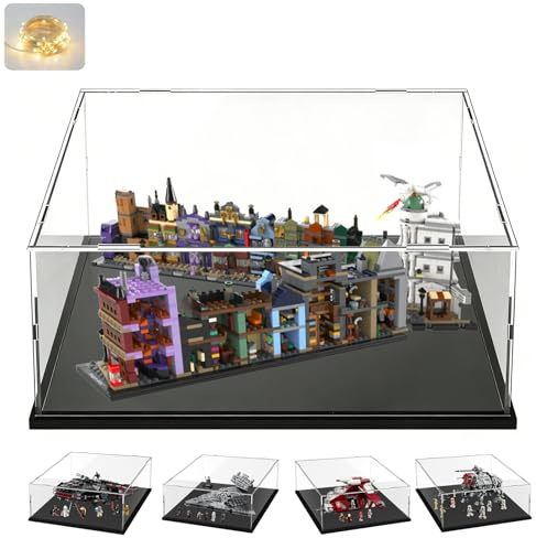 Thickened Teca Acrylic Plexiglass Display Case for Lego Dark Falcon 75389 Star Destroyer 75394 Walker AT-TE 75337 75354 76444, Transparent Showcase, Large Box, Black Interior 50 x 40 x 20 cm