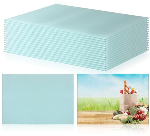 Nuenen Lot de 15 planches à découper vierges par sublimation pour cuisine, 27,9 x 20 cm en verre trempé pour comptoir, planche à découper personnalisée pour presse à chaud