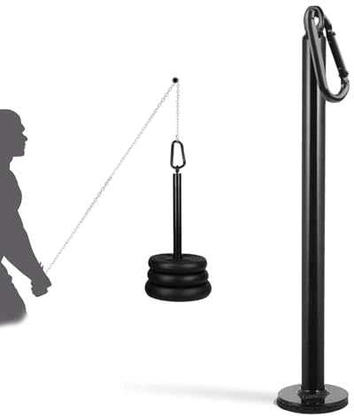 32cm Fitness Hantelscheibe Ladestift mit 8cm Tragende Karabinerhaken | Schwarzes Home Gym Workout Gewichte Hubhalter für Fitness Muskelaufbau