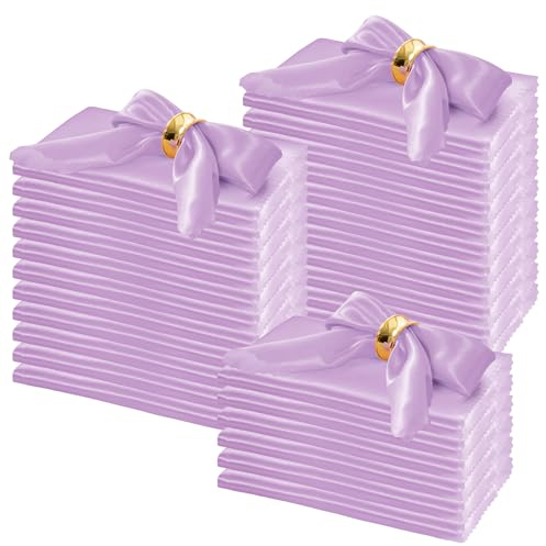 Horbaunal Satin-Servietten, 50,8 x 50,8 cm, übergroße Dinner-Servietten mit eleganter Spitze, weiche Stoffservietten für Partys, Hochzeiten, Events, Lavendel, 100 Stück