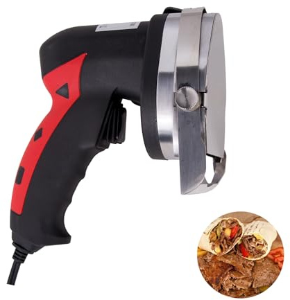 EASYROSE Shawarma Knife Electric Gyro Cutter 110V 80W Kebab Gyro Knife Commercial Turkish Kebab Slicer for Home Restaurant, 0.5-8 mm Adjustable Thickness