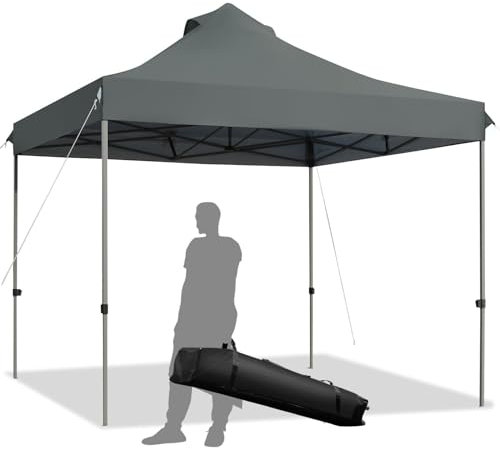 SPOTRAVEL 3m x 3m Pop Up Gazebo, Height Adjustable Instant Garden Gazebo Canopy Shelter with Wheeled Carry Bag, Outdoor Folding Waterproof Party Tent Marquee Pavilion for Patio Backyard Deck (Grey)