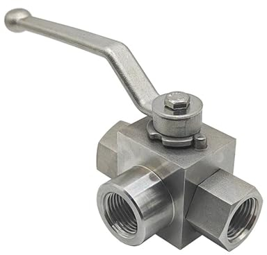 Hochdruck-Edelstahl-3-Wege-Kugelhahn, L-Typ, Innengewinde, 1/4 Zoll, 3/8 Zoll, 1/2 Zoll, 3/4 Zoll, 1 Zoll, hydraulische Schalter-Wasserventile, 1 Stück (Size : 1/4, Color : L Type)