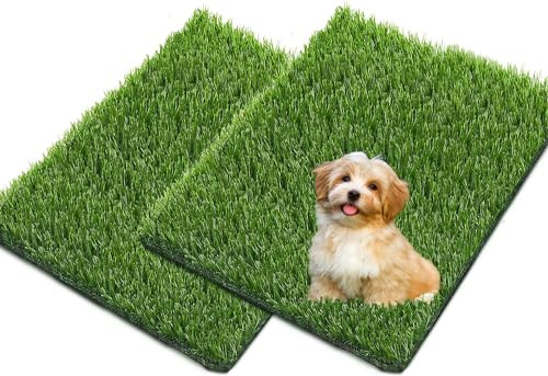 Jeamis Hundtoalett konstgräs för hundar träning kattlåda matta valpar gräs set om 2 (46 x 58,3 cm)