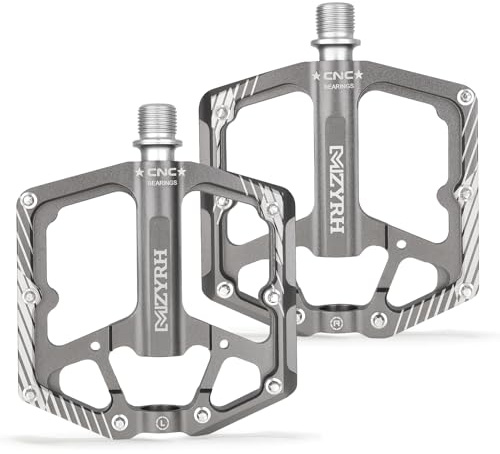 MZYRH Pédales de vélo de course/VTT, 9/16, en alliage d'aluminium, 3 roulements, pour VTT, VTT, VTT, argent